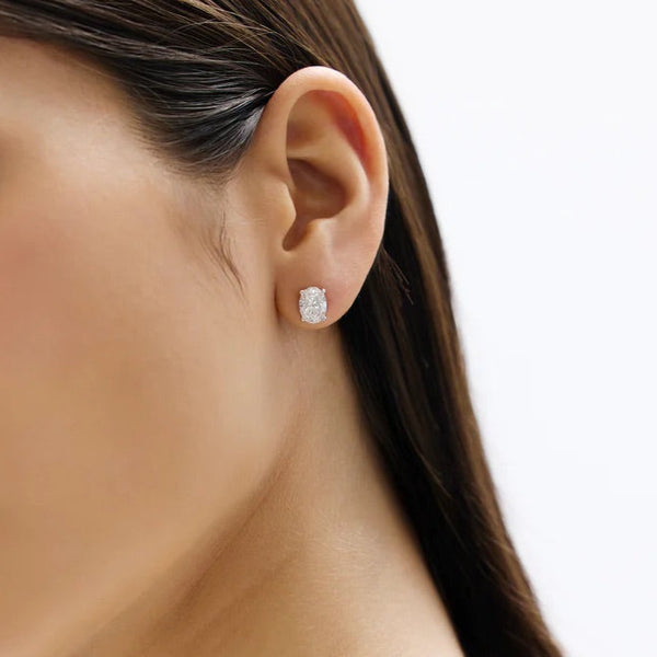 Oval Diamond Stud Earrings