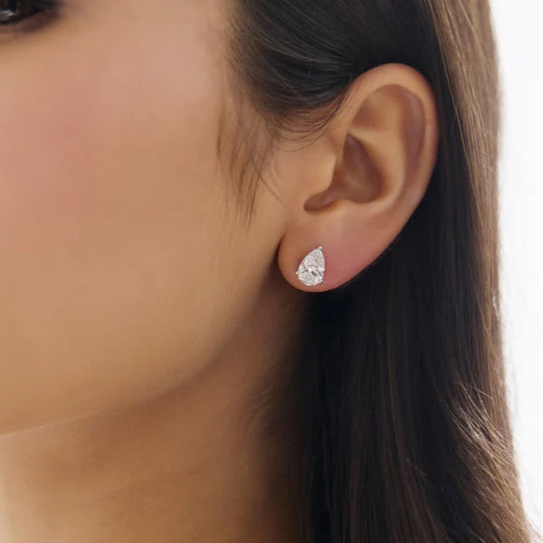 Pear-Cut Diamond Stud Earrings