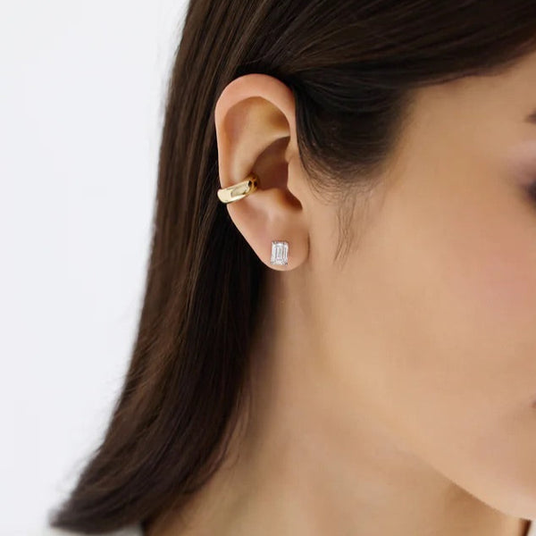 Emerald Cut Diamond Stud Earrings