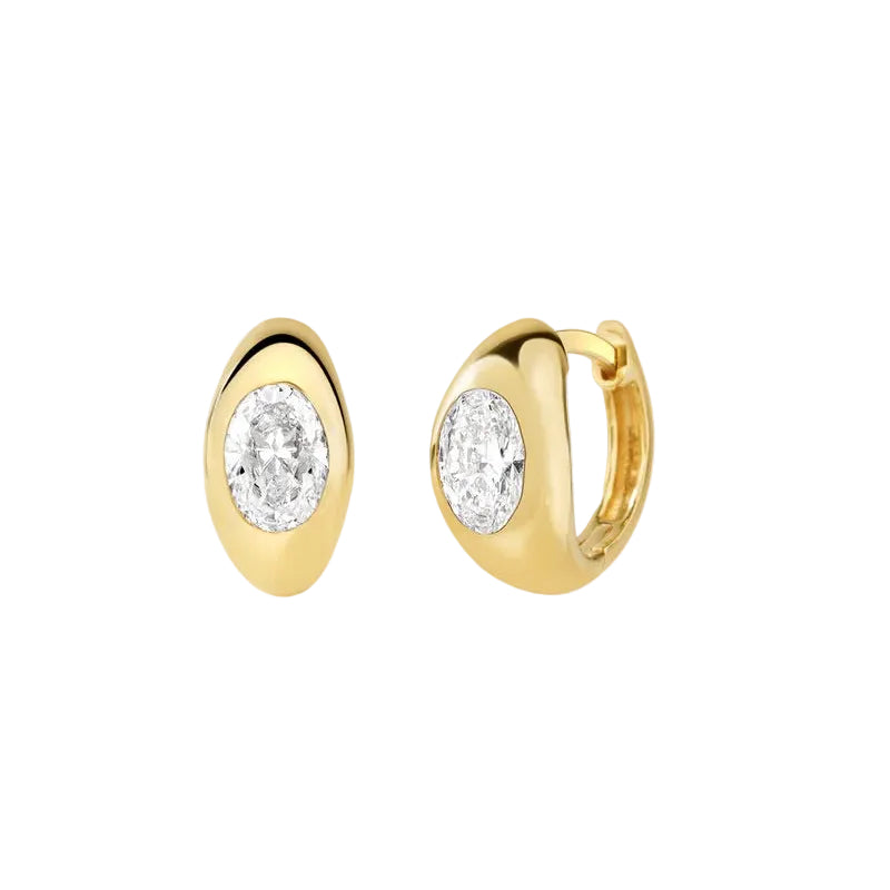 Aria Oval Diamond Huggies