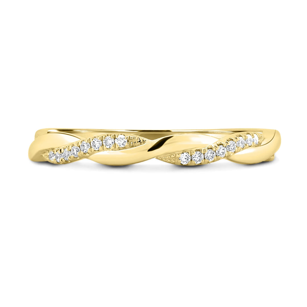 18K Gold Twisted Pavé Diamond Band