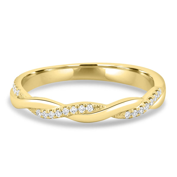 18K Gold Twisted Pavé Diamond Band