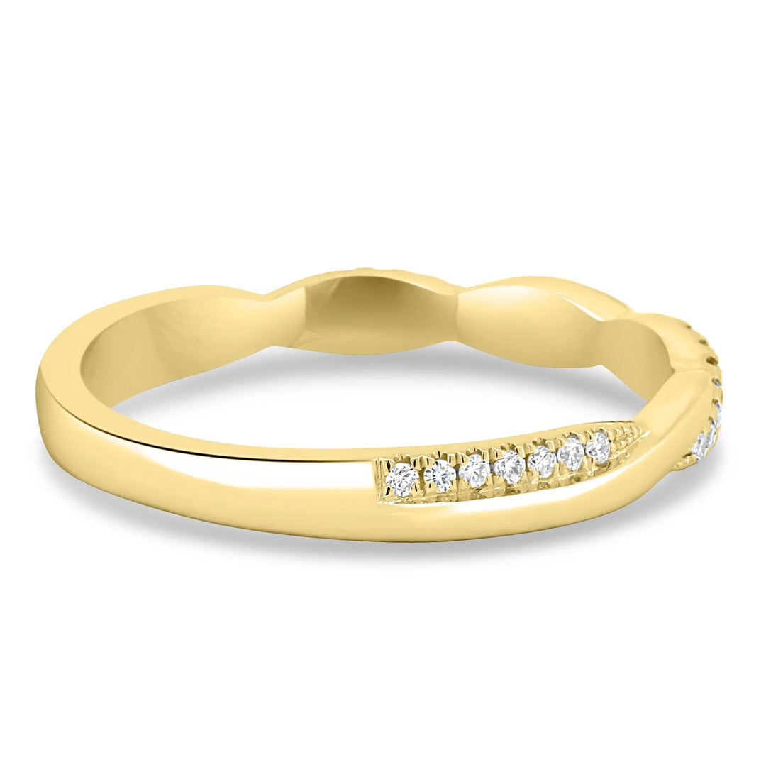 18K Gold Twisted Pavé Diamond Band