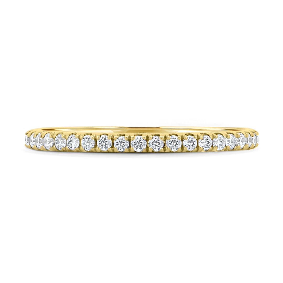 18K Gold Half Pavé Diamond Wedding Band