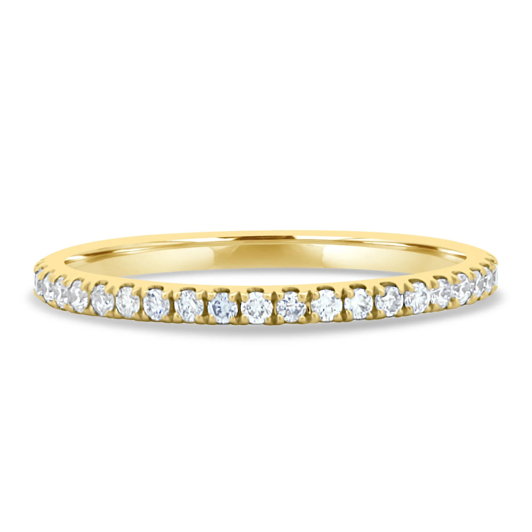 18K Gold Half Pavé Diamond Wedding Band