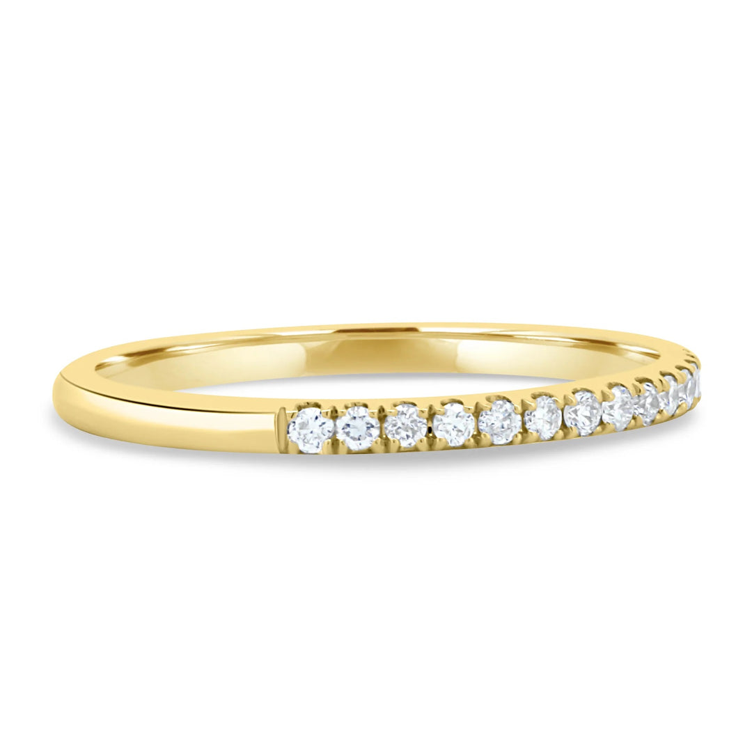 18K Gold Half Pavé Diamond Wedding Band