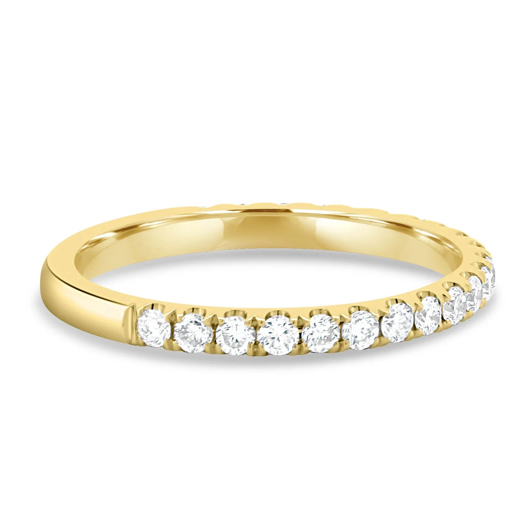 18K Gold Two Third Pavé Diamond Wedding Band