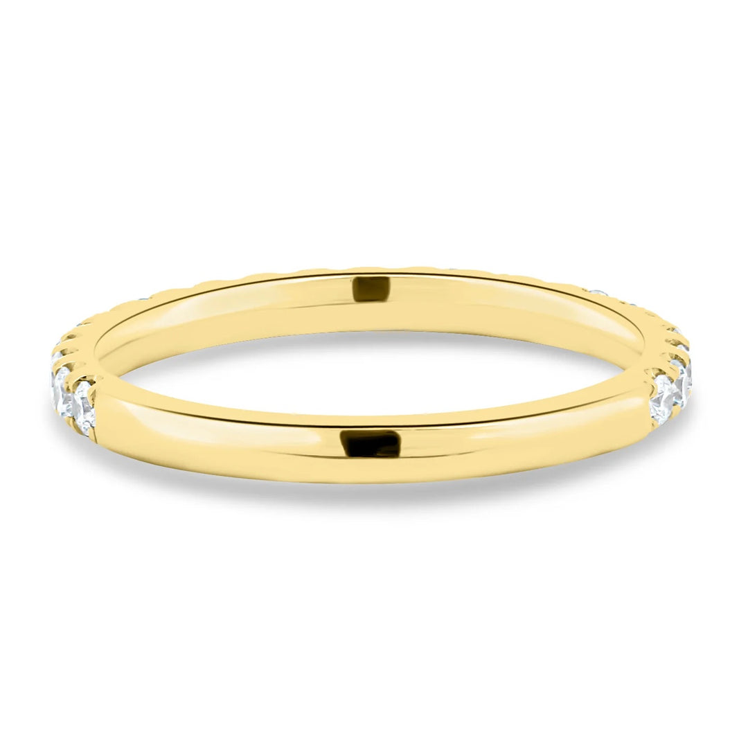 18K Gold Two Third Pavé Diamond Wedding Band