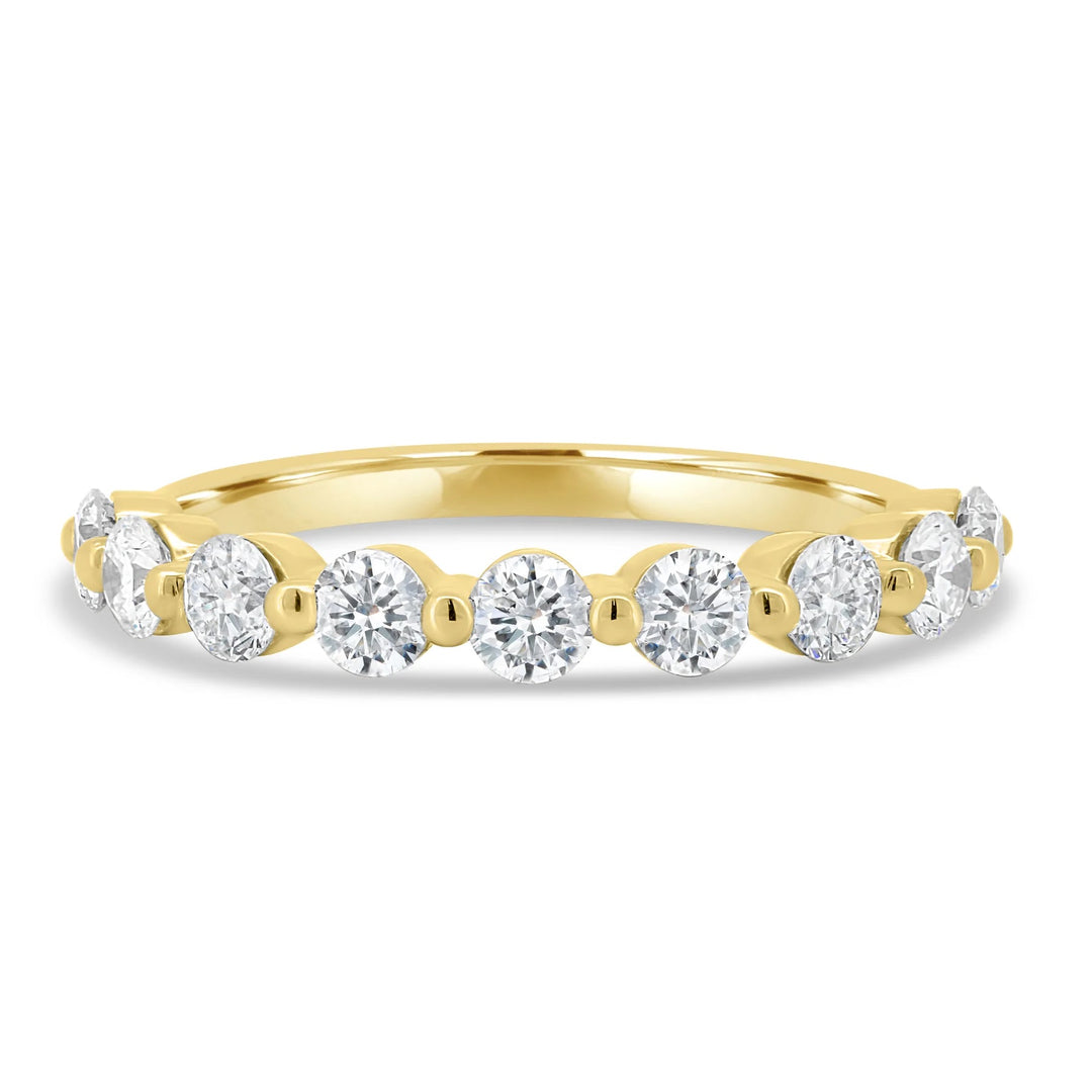 18K Gold Shared Prong Diamond Wedding Band