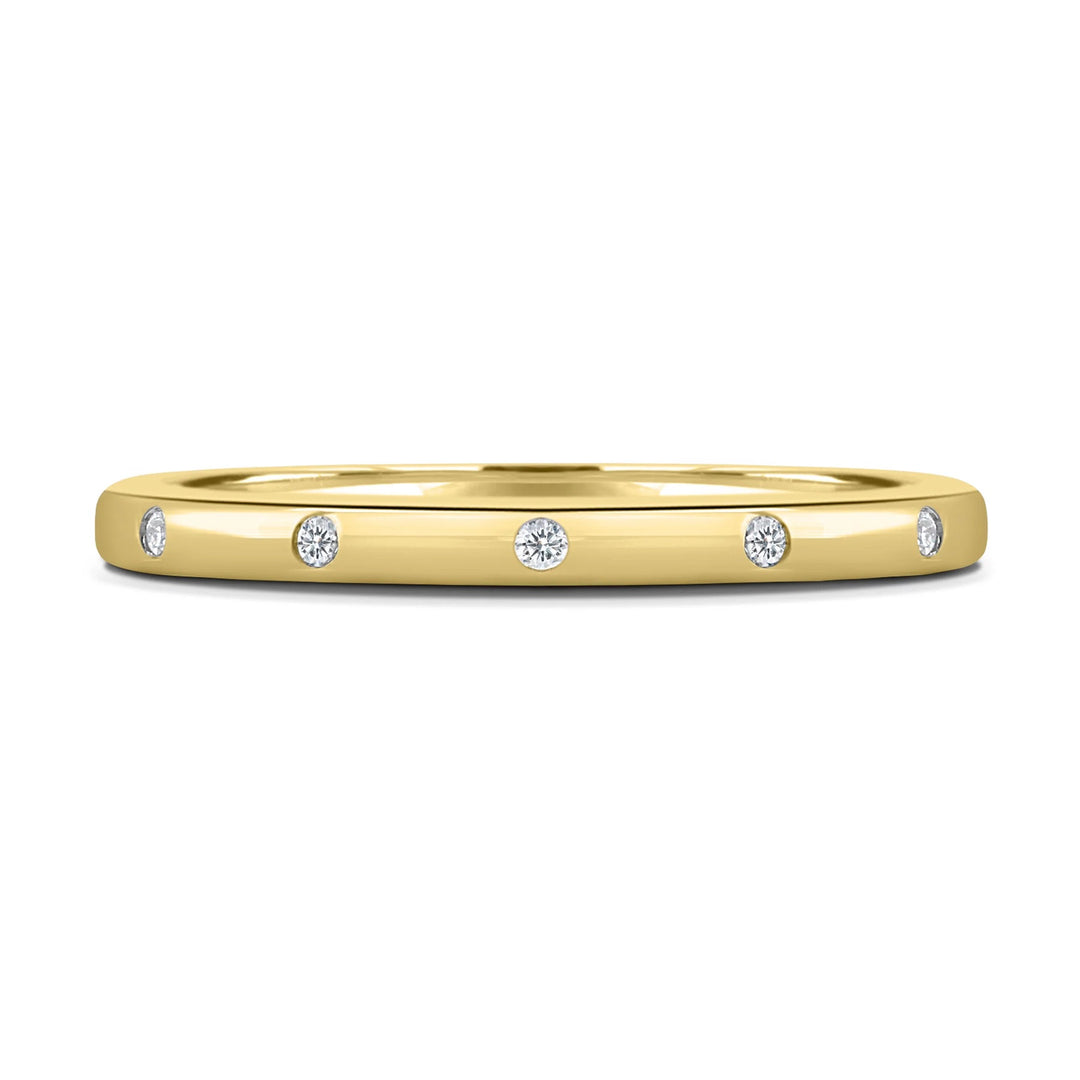 18K Gold Diamond Sprinkle Wedding Band