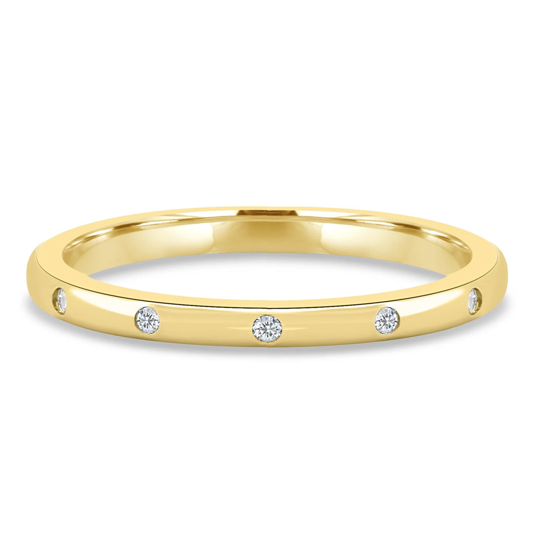 18K Gold Diamond Sprinkle Wedding Band