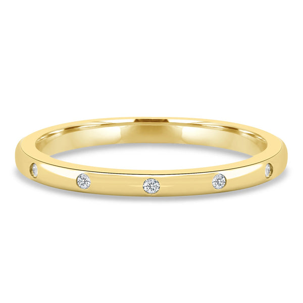 18K Gold Diamond Sprinkle Wedding Band