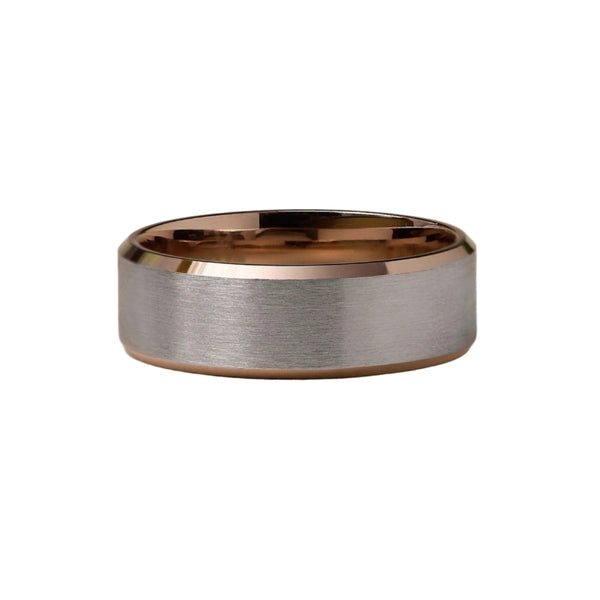 Two-tone ring with rose gold and silver finish