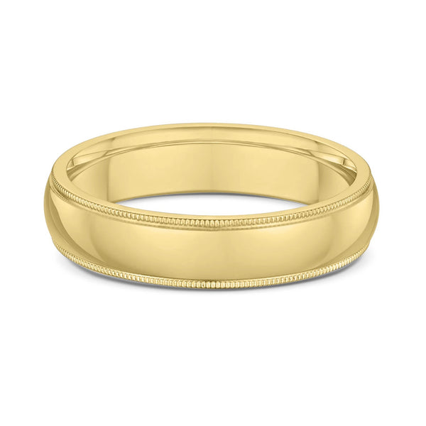 18K Gold Men’s Wedding Band with Milgrain Edges