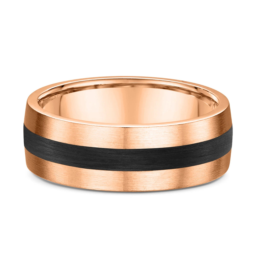 Carbon Fiber and Gold Grooved Men's Ring