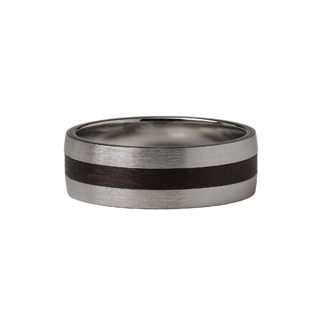 Carbon Fiber and Gold Grooved Men's Ring