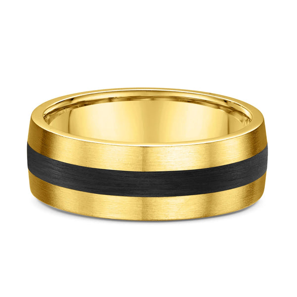 Carbon Fiber and Gold Grooved Men's Ring