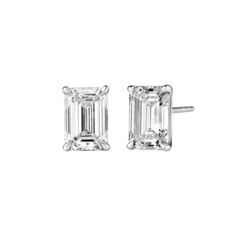 Emerald Cut Diamond Stud Earrings