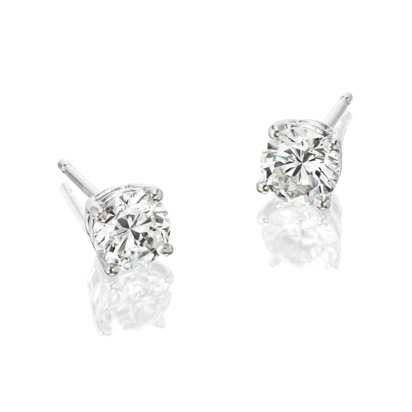 18K Four-Prong Round Diamond Stud Earrings (1 ct T.W)